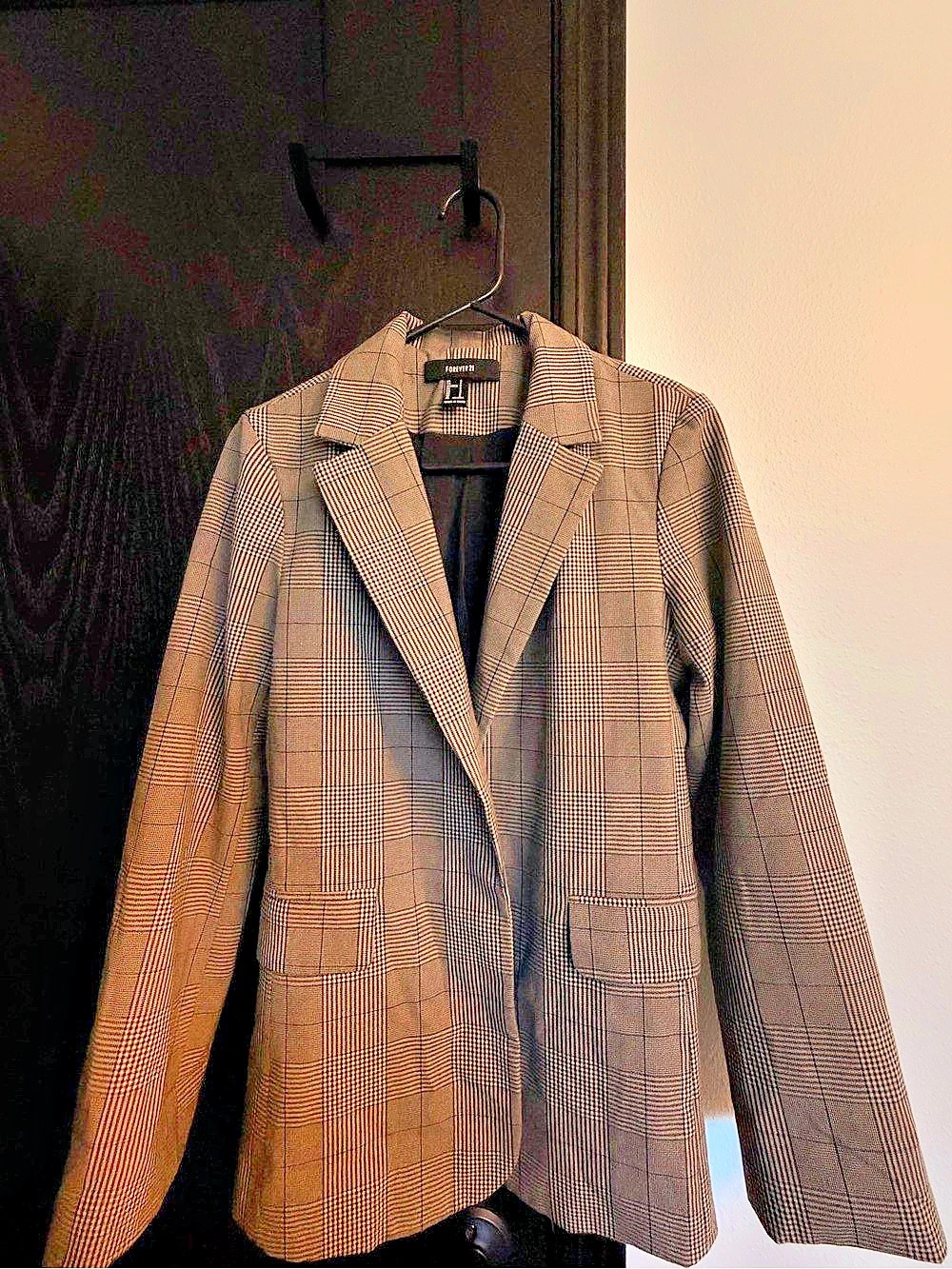 Forever 21 Plaid Blazer in Brown & Black Size Small